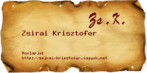Zsirai Krisztofer névjegykártya